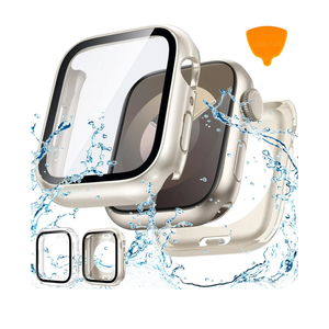 Goton 2-Pack for Apple Watch Screen Protector Case 40mm Series 6/5/4, SE 3/2/1, Waterproof PC Bumper with Tempered Glass for iWatch 40 mm, 360° Full Cover, Shockproof Scratch-Resistant, Easy Install