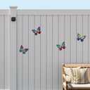 dreamskip 4 Pcs Metal Butterfly Wall Decor Art, Colorful Butterflies Outdoor Wall Art, Hand Craft Outdoor Garden Decor For Fence, Patio, Yard Decoration