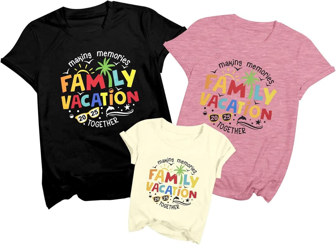 2025 Family Vacation Shirts Making Memories Matching Shirt Cruise Tee Summer Family Trip Short Sleeve Tops (XXL)