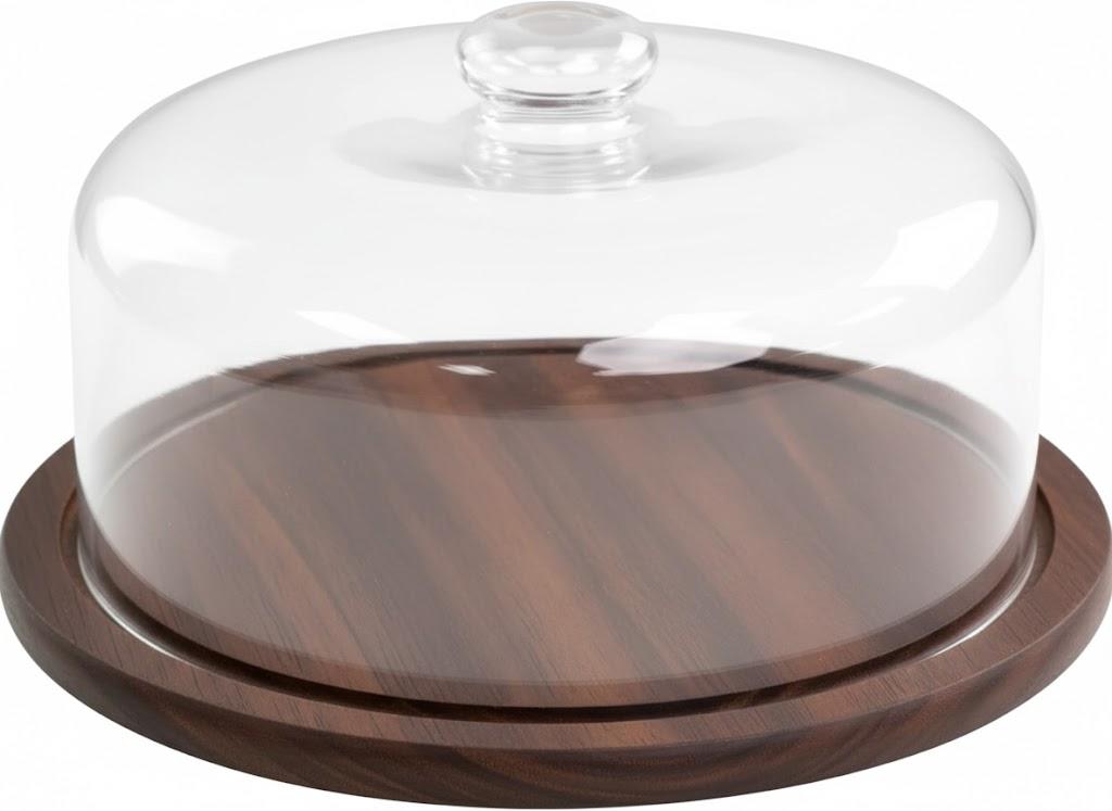 10.2''Glass Dessert Dome with Base, 11.8"Decorative Cake Tray with Glass Dome Cover, Cake Fruit Display Server Tray for Kitchen, Birthday, Weddings, Appetizer Dessert & Cheese Serving Platter