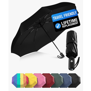 Rain-Mate Windproof Compact Umbrellas for Rain - Strong Reinforced Fiberglass Rib Design & Auto Open & Close - Portable Folding Travel Umbrella - Lightweight & Packable for Women & Men, Easy Collapse