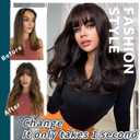 Clip in Bangs Dark Brown Wispy Clip on Air Bangs 100% Real Human Hair Extensions for Women Fringe with Temples Hairpieces Curved Bangs for Daily Wear
