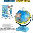 Interactive Globe for Children Ages 6-12 | Educational Toys with Smart Pen, 300+ Geography Quiz Games | Learning Earth World Globe for Kids Ages 6+ Classroom, Home, Birthday Gift Idea