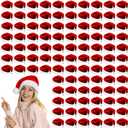Chuarry 100 Pieces Santa Hats Bulk with White Cuffs 15.7 x 12.6 Inches Large Plush Christmas Hats for Holidays & Xmas Party Supplies