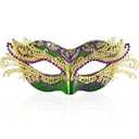 BCARICH 2025 New Masquerade Mask for Women, Metal Filigree Venetian Mask with Sparkle Rhinestone for Mardi Gras (Purple Rhinestone)