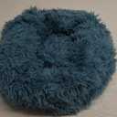 Comfy Calming Dogs Bed for Deep Sleep Small Puppy ，Puppy Bed with Fluffy Donut is for Anxiety Small Dogs，19" Round Soft Faux Fur Pet Bed for Small Dogs Under 15 lbs Machine Washable Blue