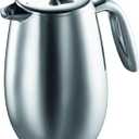 Bodum 34 oz Columbia Thermal French Press Coffee Maker, Insulated Double Wall Stainless Steel, Chrome