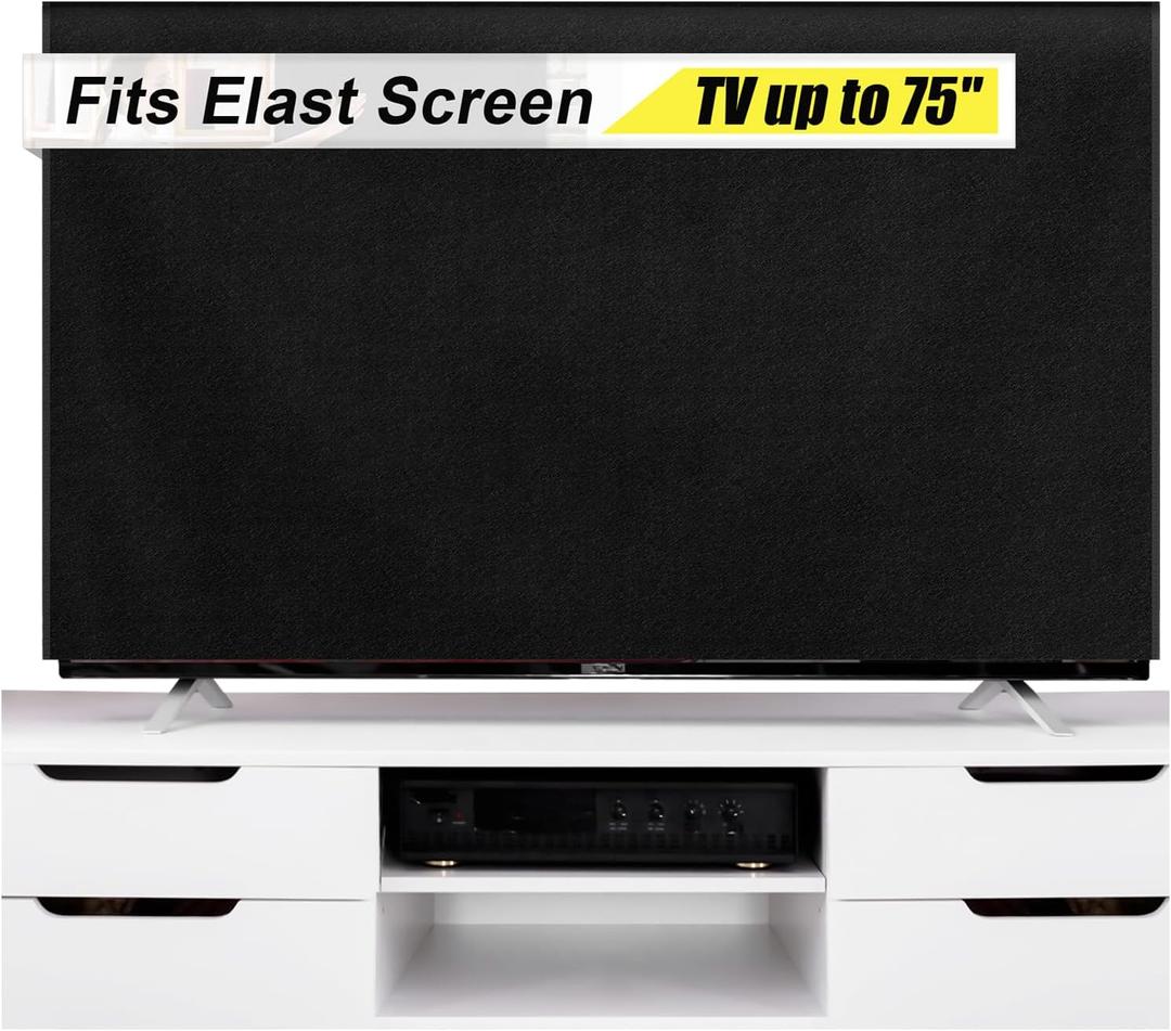 Fanfanwin 75''W x 42''H Textile Anti-scratch TV Cover for Moving Fits TV Screens up to 70"-75" Heavy Duty Tear resistance Flat Screen Protection During House Moving, Storing, or Home Renovation (Black)