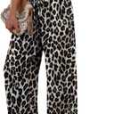 Sampeel Wide Leg Pants for Women Flowy Palazzo Drawstring Elastic Waist Trousers with Pockets Summer Beach Vacation Clothes (M)