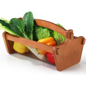 Teenyyou Garden Harvest Basket Mesh Storage with Handle Versatile Gardening Fruits Vegetables Gathering Basket Garden Supply Gardener Gift Spring for Washing Holding(Brown,19in)