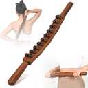 Guasha Wood Massage Stick Tools Wooden Therapy Scraping Lymphatic Drainage Massager, Double Row 20 Beads Point Treatment Gua Sha Tools, Stomach Cellulite Massager, Myofascial Release Tool