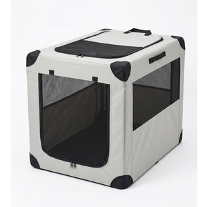 Dog Cat Carrier Bag with Collapsible Silicone Bowl, Pet Cage, Shoulder Strap and Plush Mat (Beige, 36x30in)