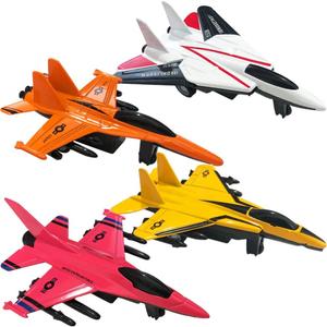 ArtCreativity Diecast Fighter Jet Toys, Set of 4, 4.5 inches Military Airplane for Kids with Pullback Action, Colorful Air Force Toys, Birthday Gift, Army Party Favors, Cake Topper, Room Decorations