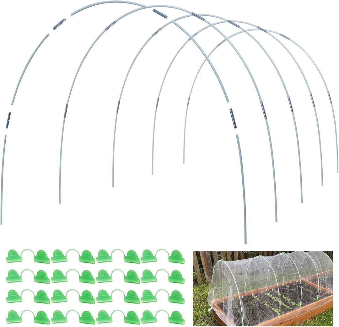 MAXPACE Greenhouse Hoops for DIY 3.5ft or Wider Grow Tunnel, Rust-Free Fiberglass Support Hoops Frame for Garden Fabric, DIY Plant Support Garden Stakes, Gardening Supplies, 25pcs