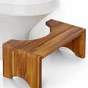 Foldable Toilet Stool, Acacia Wood Poop Stool for Potty Training, 7 Inch Wooden Bathroom Aid for Comfortable Posture, Non-Slip Grooved Design for Adults or Seniors