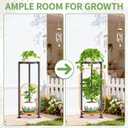 KMOTASUO 2 Tier Black Plant Stand Indoor for Large Tall Heavy Duty Planter, Multiple Sturdy Metal Flower Corner Rack for Narrow House Floor, Iron Vertical Level Round Orchi Holder Organizer, Modern