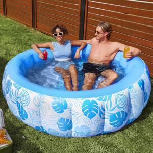 SLOOSH Inflatable Swimming Pool,5.5ft x 20 Inch Full-Sized Blow Up Durable Thickened Luxury Above Ground Family Pool with Comfortable Backrest for Summer Water Party Backyard Garden Lawn, Brown