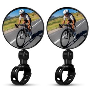 Bike Mirror Handlebar Mount  2 Pcs Bicycle Mirrors for Handlebars, Clear & 360 Adjustable View, Secure, Damage-Resistant for Mountain, BMX & City Bikes