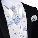DiBanGu Mens Christmas Suit Vest and Tie Set for Men Waistcoats and Necktie Pocket Square Set for Prom Party S-3XL (Medium, White Blue)
