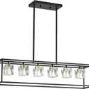 Soilsiu Modern Crystal Chandeliers for Dining Room, Island Light Fixture Over Table,6-Light Height Adjustable Hanging Rectangular Pendant Light Fixtures for Kitchen, Living Room, Bedroom