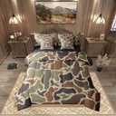 Erosebridal Green Camo 7 Pcs Comforter Set Full Duck Huner Bedding Set Army Hunting Comforter for Teens Men Camouflage Military Bed in A Bag Sheet Set Boys Wild Woodland Rustic Bedroom Decor