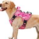 Heavy-Duty Tactical Dog Harness for Dogs, No Pull Adjustable Reflective Pet Vest with Molle System, K9 Military-Grade Control for Service Training, Outdoor & 10+ Breeds, Pink Camo, Medium