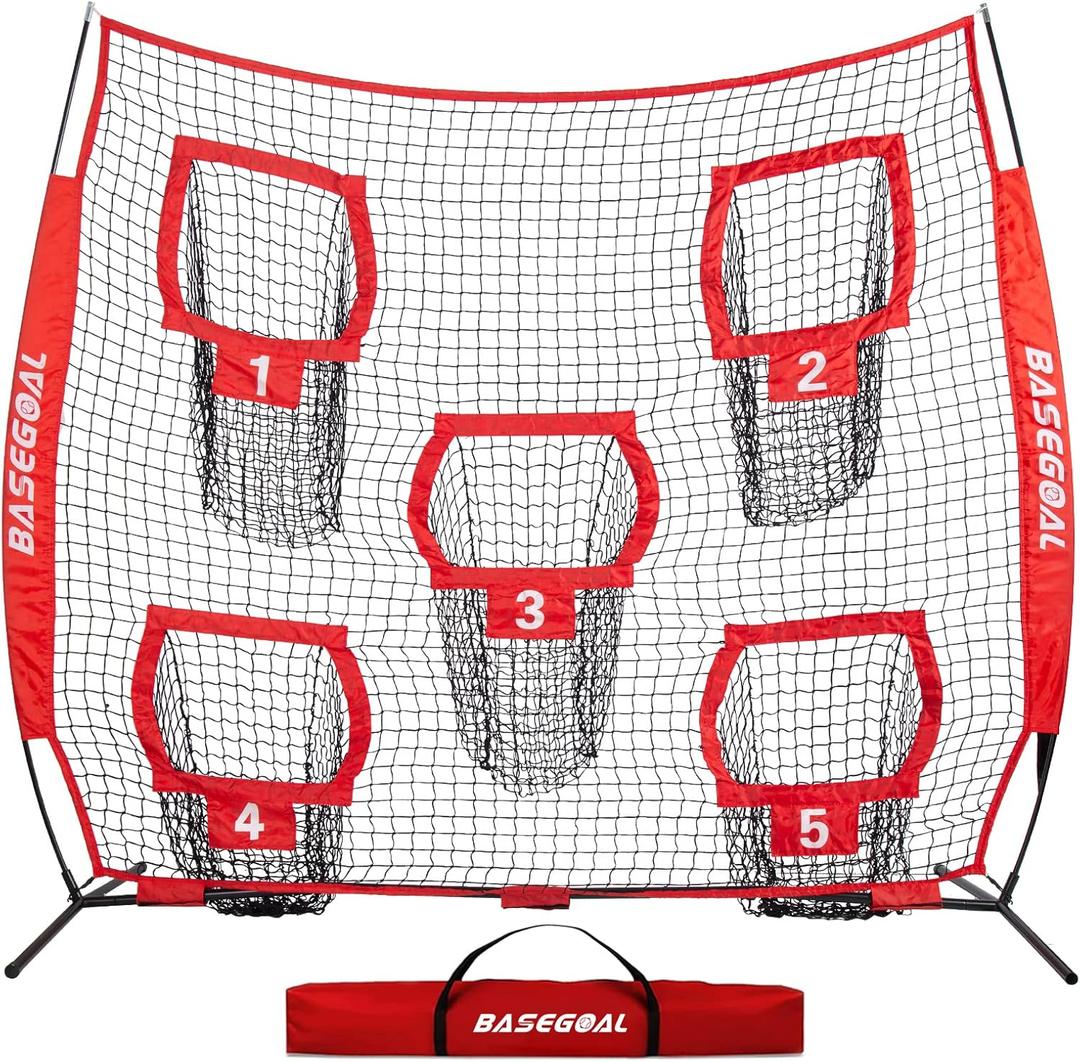 Football Nets for Throwing, Football Target, Quarterback Training Equipment with 5 Target Pockets for Improving Football Accuracy Throwing-8 x 8 ft or 7 x 7 ft Nets