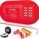 Leyndo Mini Craps Table Top Set Include About 36 x 18 Craps Table Mat 36 Rattan Stick 5 Casino Grade AAA 19mm Dice On/Off Buttons and a Mat Storage Bag for Casino Games,Home Entertainment,Party