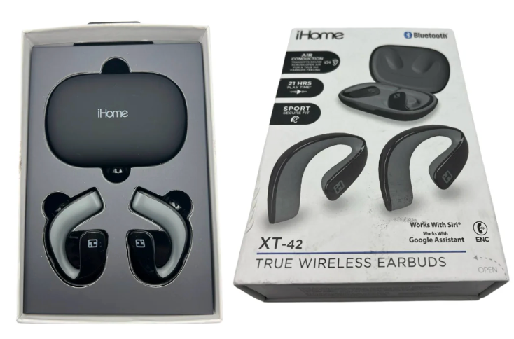iHome XT-42 True Wireless Earbuds Sport Air Conduction EarHook Headphones
