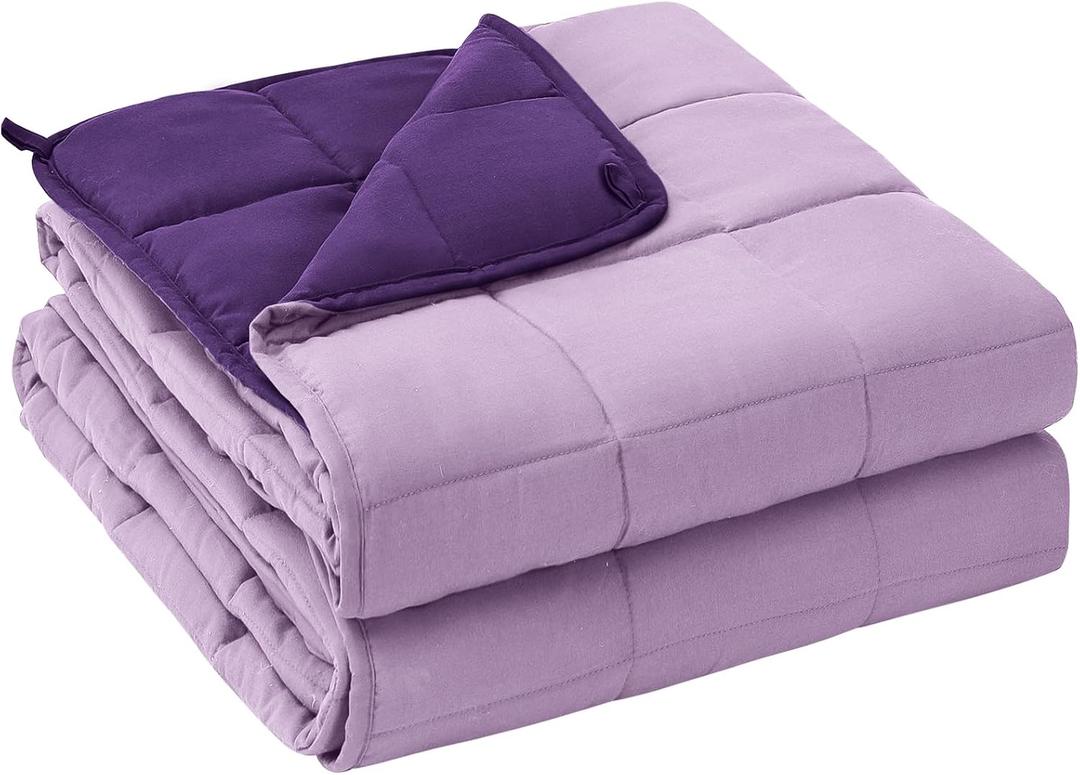 King Size Weighted Blanket for Adults (20 lbs, 80 x 87, Purple) Cooling Heavy Blanket for Sleeping Perfect for 190-210 lbs, Breathable Blanket for Adults & Couple All Season, Machine Washable