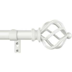 KAMANINA White Curtain Rod 32 to 58 Inch(2.6-4.8ft), Adjustable Curtain Rods for Windows 28 to 48 Inch, 3/4 Inch Splicing Drapery Rods with Twisted Cage Finial
