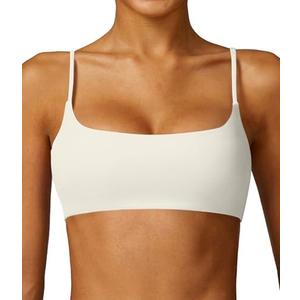 Comper Women's Sports Bra with Thin Straps Stretchy Wirefree Workout Bras Lightweight Workouts Bralette with Removable Pads, Small