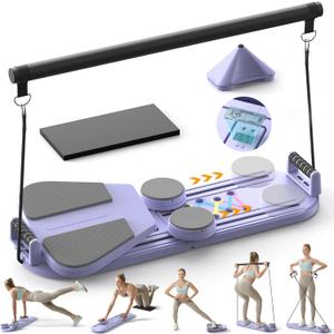 Pilates Board,Pilates Reformer Sets, Multifunctional Abdominal Pilates Board for Home Workout Equipment, Portable Foldable Ab Board Trainer Pilates Exercise Machine,Pilates Board for Women (Purple)