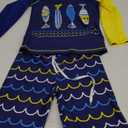 Boys UPF 50+ Long Sleeve Rash Guard and Swim Trunks Outfit Set Toddler to Big Boy Sizes (3-11Years) 5XL