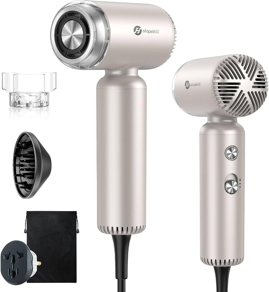 Dual Voltage Travel Hair Dryer, Mini High-Speed Blow Dryer for Fast Drying, Ionic Hairdryer with Diffuser Gift Women, Lightweight Compact Portable,Quiet,European International 100-240V,White