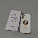 for Samsung Galaxy A15 5G Case with 2 Pack Screen Protector, 360 Rotatable Ring Holder [Luxury Hearts Pattern] Plating Gold Edge Slim Soft Phone Cover Case for Galaxy A15 - White