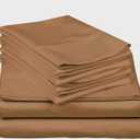 Thread Count-6Pcs Bed Sheet Set 100% Cotton Bed Sheets Taupe Twin Sheets Set, Long Staple Cotton Sheets, Fits Mattress Upto 18" Deep Pocket, Bedsheet and Pillowcase, Bedding Set