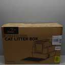 L7 Ultra-Stainless Steel Litter Box with Smart Odor Control System, XXL Extra Large Enclosed Metal Cat Litter Box with Lid for Kitty&Big Cats, High Sided Enclosure with Scoop & Mat, Anti-Leakage-Grey
