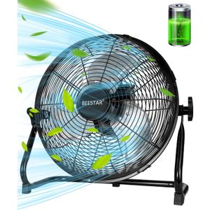 BEESTAR Rechargeable Floor Fan, 12-Speed Battery Operated, 15600mAh, 48-Hour Runtime, 360 Tilt, Metal Blade (12 INCH)