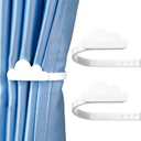2 Pcs Cloud Curtain Tiebacks Magnetic White Curtain Holdbacks Cloud Wall Mounted Acrylic Mounted Tie Backs with Screw for Windows Nursery Home Decor