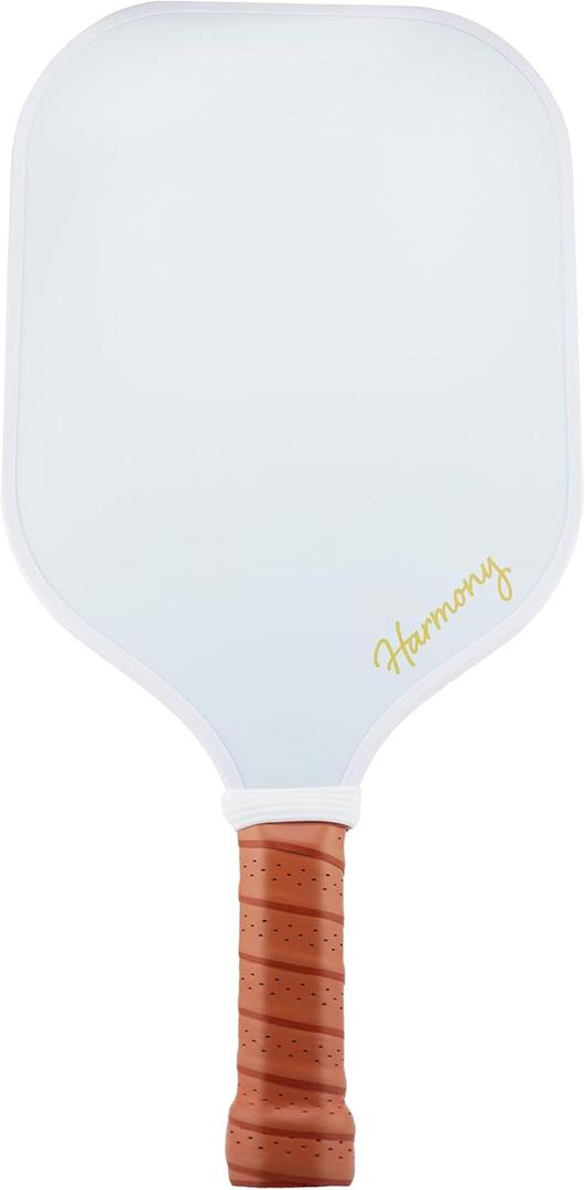 Harmony Pickleball Classic Pickleball Paddle | Carbon Fiber Pickleball Paddle | White with Tan Grip