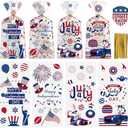 Litmitfu 100 Pcs 4th of July Treat Bags - Happy Patriotic Day Plastic Cellophane Bag, Clear Fourth of July Gift Goodie Candy Favor Bags with Gold Twist Ties for Independence Day Party Favors Supplies
