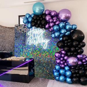 Black Purple Blue Balloons Arch Kit,114pcs Galaxy Balloon Garland Kit with Metallic Balloons for Birthday Graduation Baby Shower Video Game Party Outer Space Party Decorations