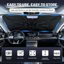 Foldable Car Windshield Sun Shade Umbrella, Reflective Titanium Silver Coating, Rearview Mirror Cutout, for Hatchback, Truck, SUV