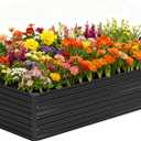 Vengarus 8x4x2FT Galvanized Raised Garden Bed Kit, Deep Root Planter Box Outdoor Large Planter Raised Beds for Planting Flowers,Vegetables and Herbs-Black