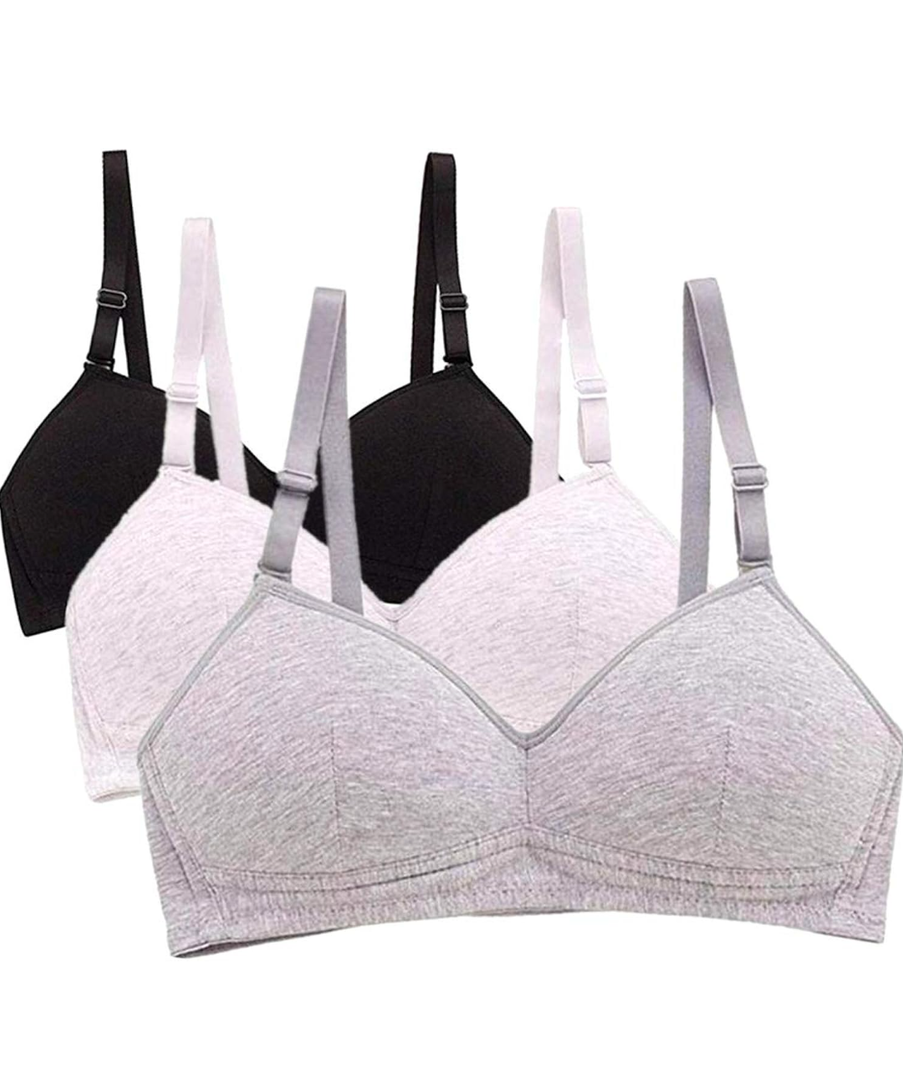 Women Teen Girls Thin Cotton Breathable Sports Bra Wire Free Push up Running A-Cup Bra Solid 32