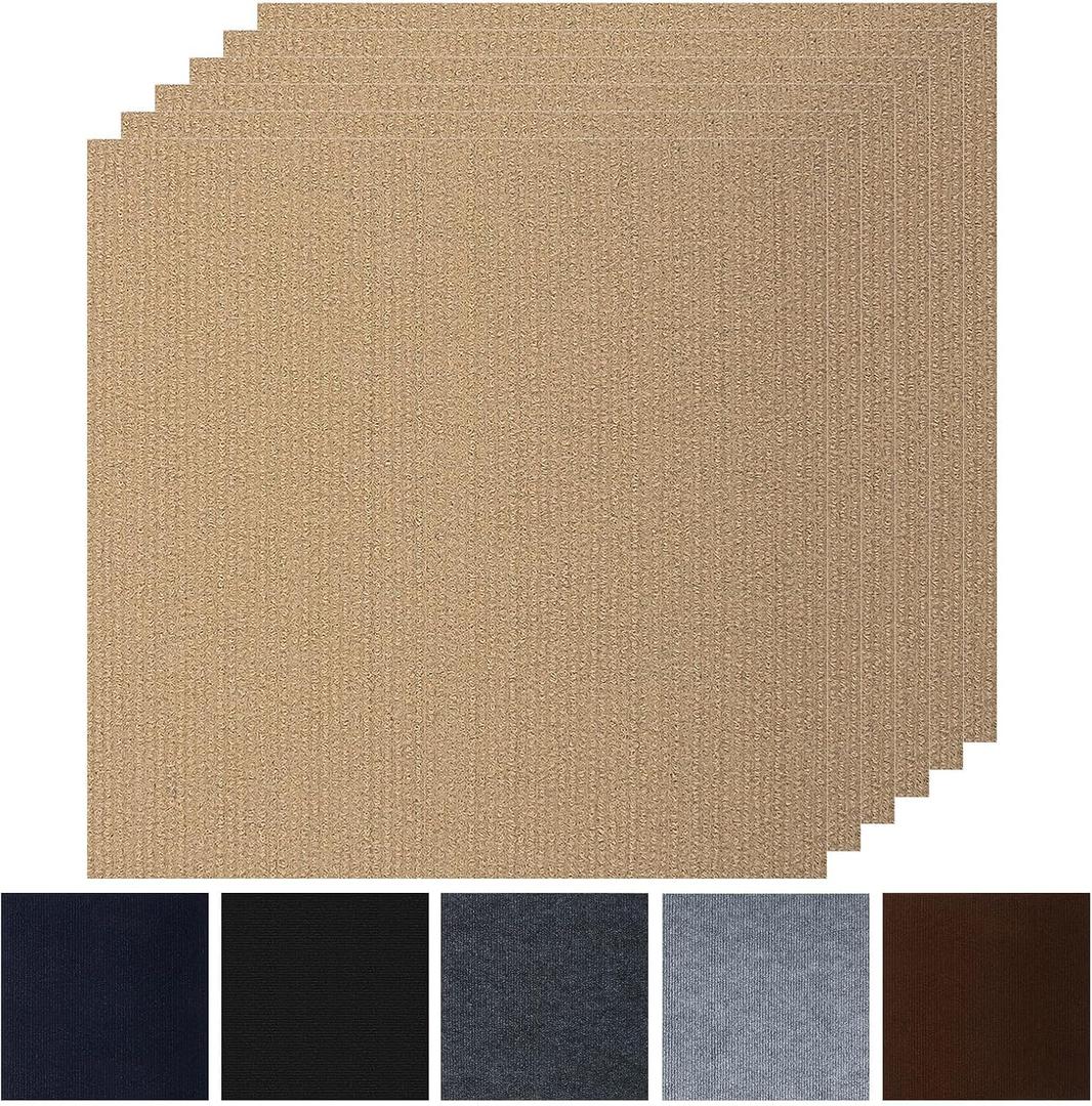 Peel and Stick Carpet Squares 24" x 24", Self Adhesive Non-Slip Carpet Tiles, Peel and Stick Soft Padded Carpet Tiles for Kitchen Bedrooms Indoor Outdoor(20 Tiles/80 sq ft)