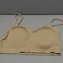 Strapless Bras for Women Non-Slip Padded Bandeau Bra Wireless Tube Top Bra Including Clear Straps, XL