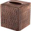 Monarch Abode Tissue Box Cover Square  Hand Hammered Antique Copper Metal Tissue Holder Box for Bathroom Accessory, Aesthetic Decorative Facial Napkin Cube for Modern Home Decor