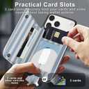 for iPhone 17 Pro Wallet Case with Card Holder, Military-Grade Drop Protection, Flip PU Leather Built, Double Magnetic Clasp Durable Shockproof for iP17 Pro 6.3Inch Cover-Stripes Blue White